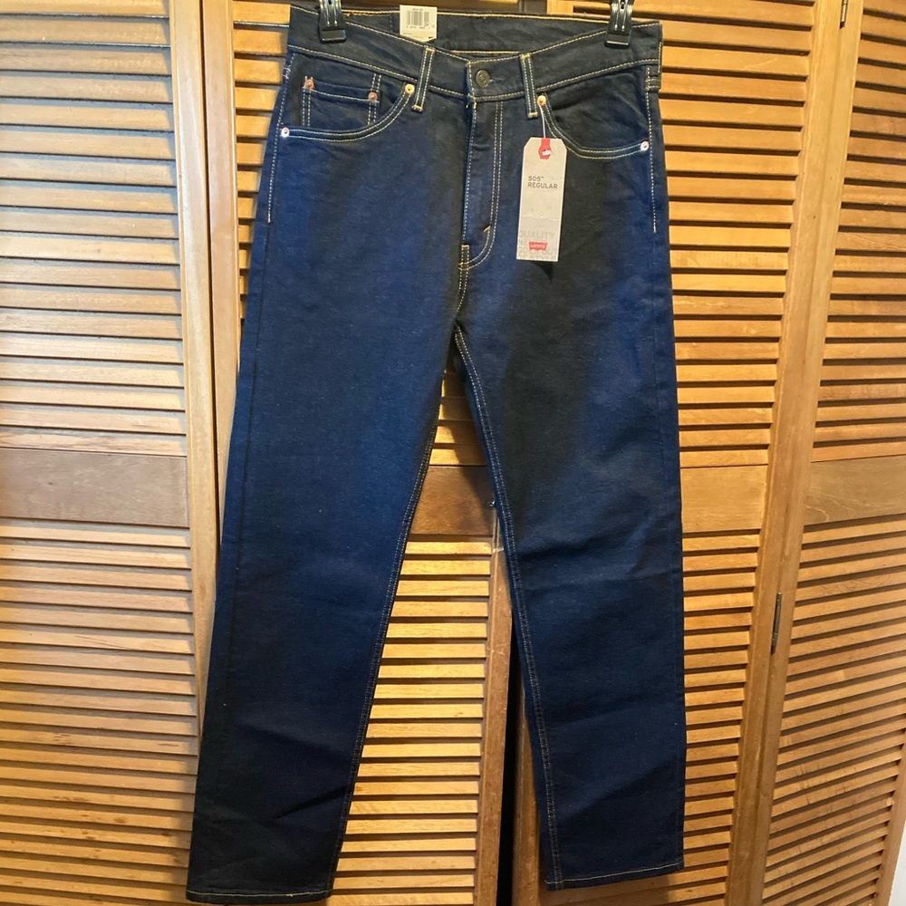 Levi's Blue Denim 505 Straight Leg Stretch Jeans
